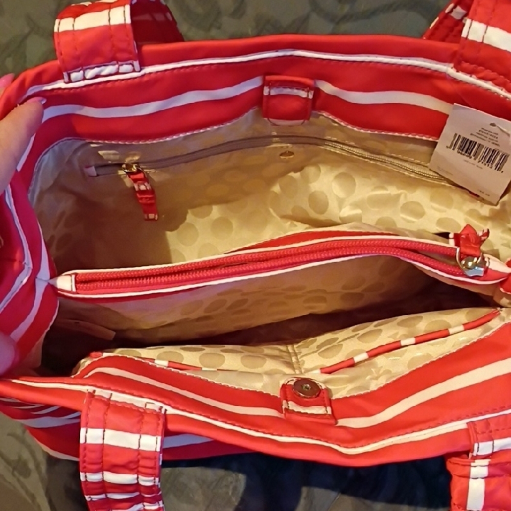 Kate Spade Red and White Striped Tote - Picture 3 of 5